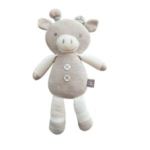 Living Textiles Finn Giraffe Knit Plush Rattle Toy Oatmeal Cream Neutral Nursery